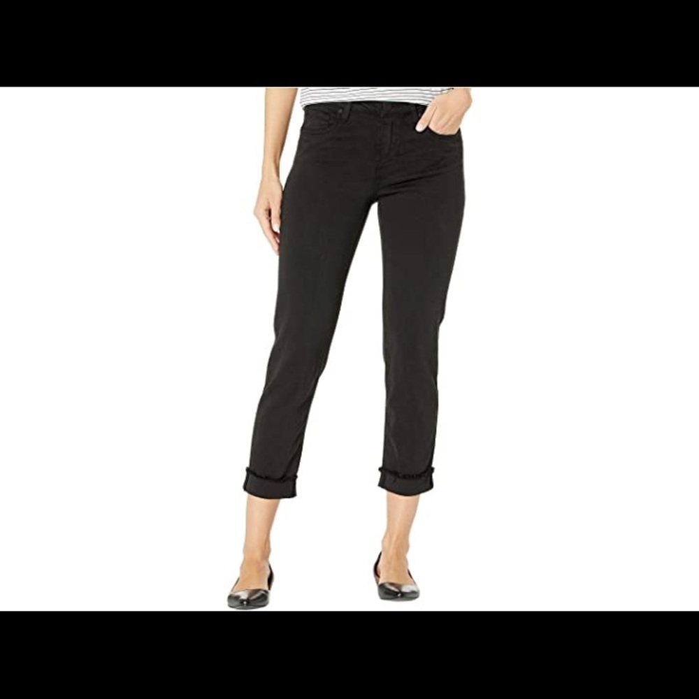 Black , crop, straight leg jean